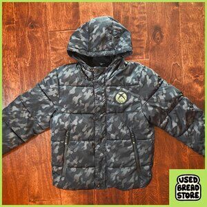 XBOX 11/12 Boys Stadium Parka Gray Camo Winter Coat Gamer Fortnite Minecraft CoD
